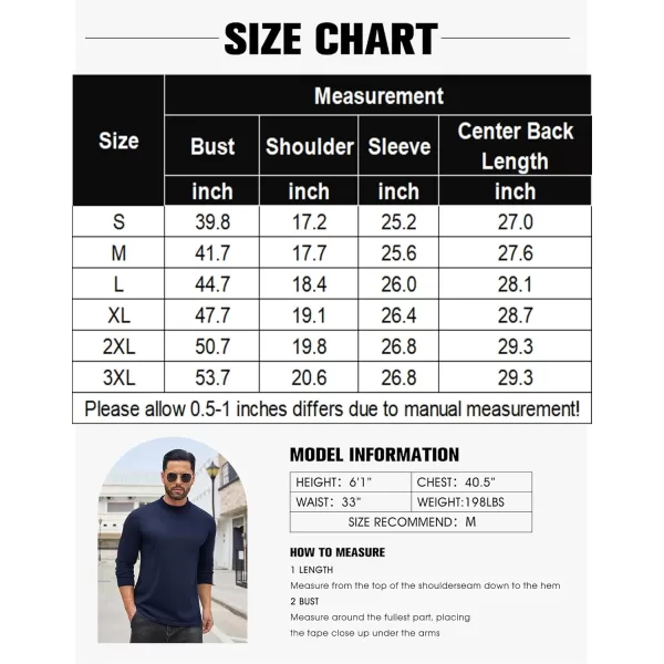 COOFANDY Men's Mock Turtleneck Long Sleeve T Shirts Basic Casual Knitted Half Neck Thermal Lightweight Pullover Sweater