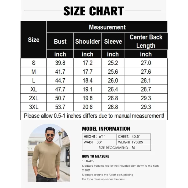 COOFANDY Men's Mock Turtleneck Long Sleeve T Shirts Basic Casual Knitted Half Neck Thermal Lightweight Pullover Sweater
