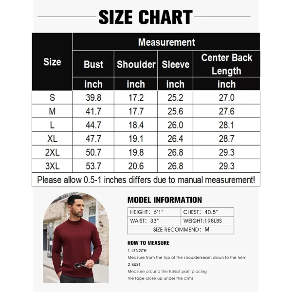 COOFANDY Men's Mock Turtleneck Long Sleeve T Shirts Basic Casual Knitted Half Neck Thermal Lightweight Pullover Sweater