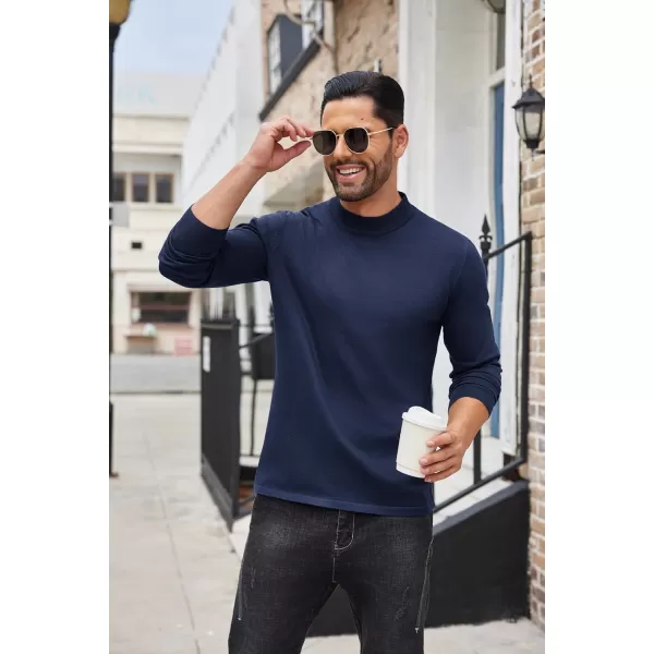 COOFANDY Men's Mock Turtleneck Long Sleeve T Shirts Basic Casual Knitted Half Neck Thermal Lightweight Pullover Sweater
