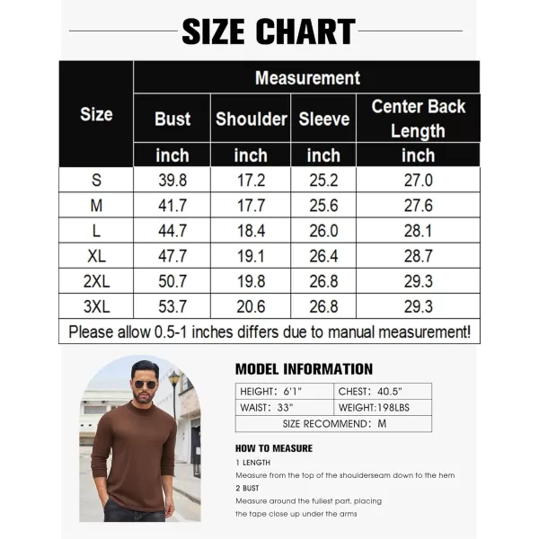COOFANDY Men's Mock Turtleneck Long Sleeve T Shirts Basic Casual Knitted Half Neck Thermal Lightweight Pullover Sweater