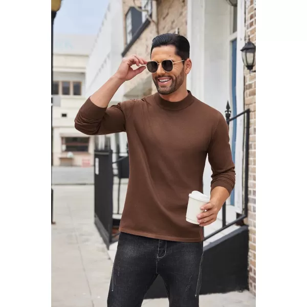 COOFANDY Men's Mock Turtleneck Long Sleeve T Shirts Basic Casual Knitted Half Neck Thermal Lightweight Pullover Sweater