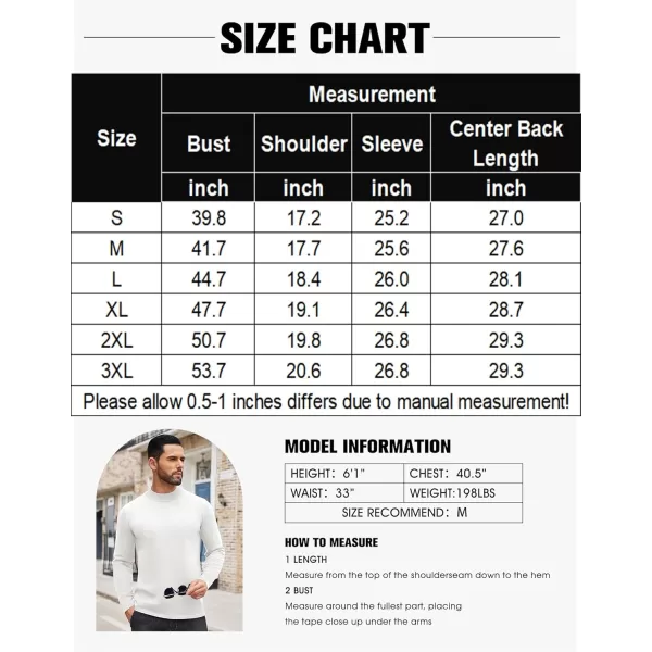 COOFANDY Men's Mock Turtleneck Long Sleeve T Shirts Basic Casual Knitted Half Neck Thermal Lightweight Pullover Sweater