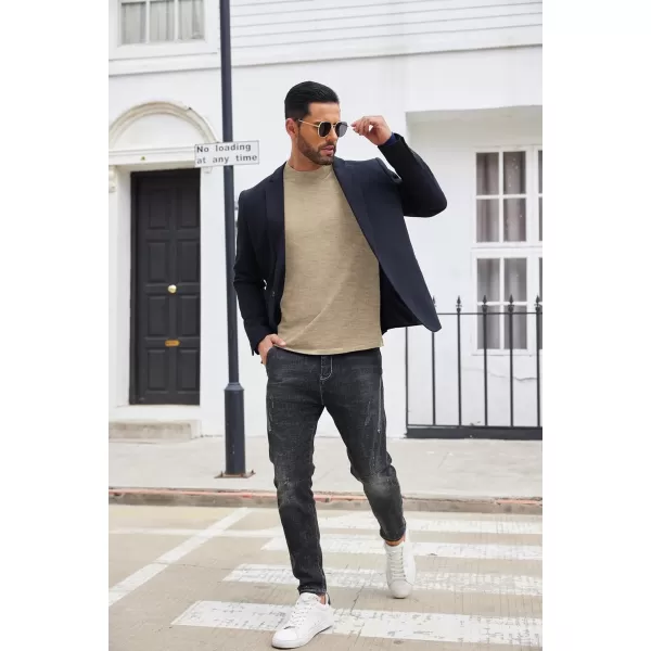 COOFANDY Men's Mock Turtleneck Long Sleeve T Shirts Basic Casual Knitted Half Neck Thermal Lightweight Pullover Sweater