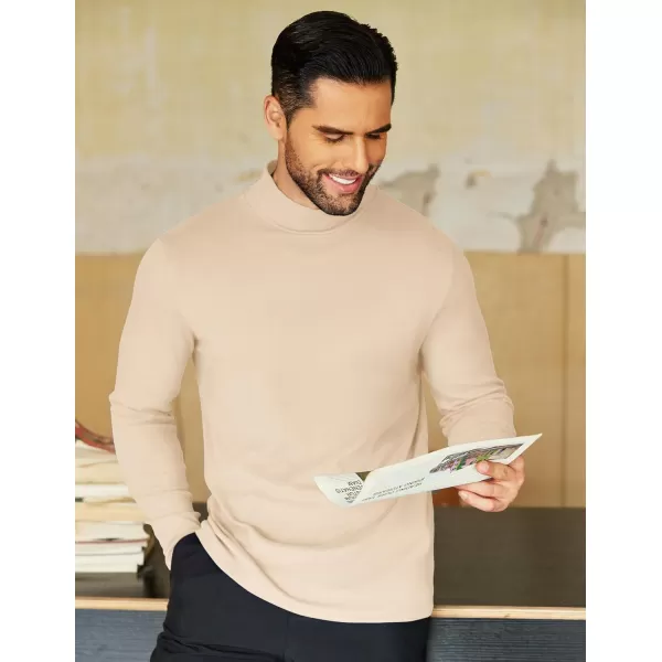 COOFANDY Mens Mock Neck Shirts Fleece Long Sleeve Tops Basic Pullover T-Shirts