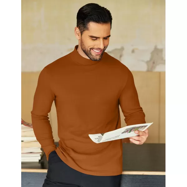 COOFANDY Mens Mock Neck Shirts Fleece Long Sleeve Tops Basic Pullover T-Shirts