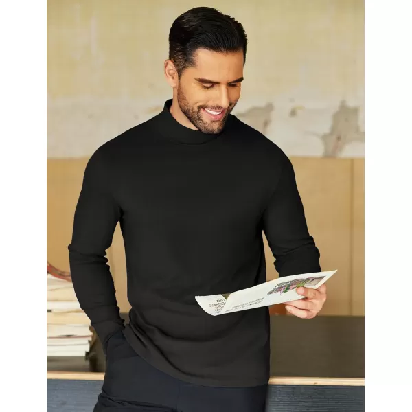 COOFANDY Mens Mock Neck Shirts Fleece Long Sleeve Tops Basic Pullover T-Shirts