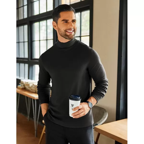 COOFANDY Mens Mock Neck Shirts Fleece Long Sleeve Tops Basic Pullover T-Shirts