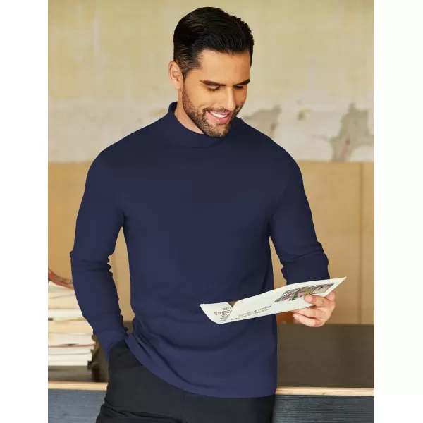 COOFANDY Mens Mock Neck Shirts Fleece Long Sleeve Tops Basic Pullover T-Shirts