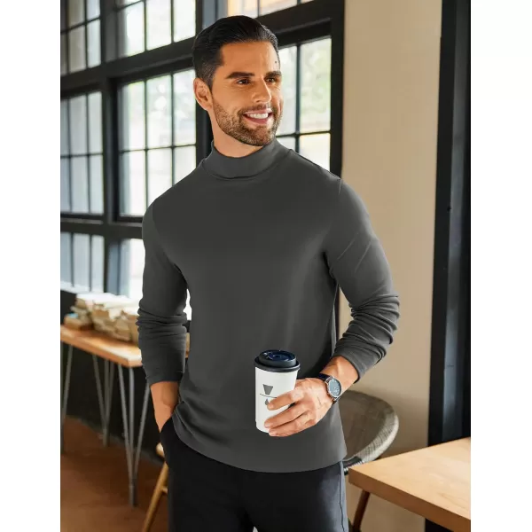 COOFANDY Mens Mock Neck Shirts Fleece Long Sleeve Tops Basic Pullover T-Shirts