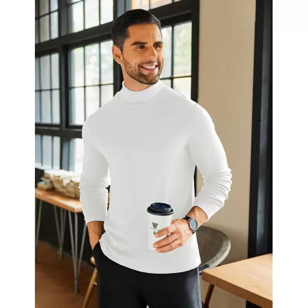 COOFANDY Mens Mock Neck Shirts Fleece Long Sleeve Tops Basic Pullover T-Shirts
