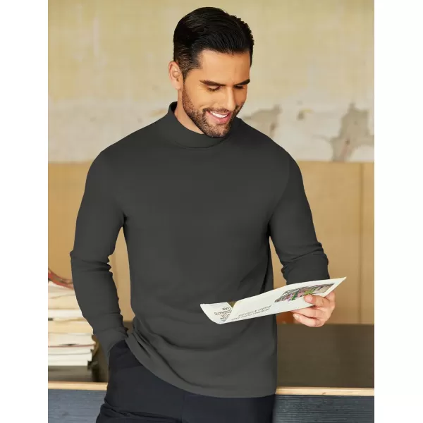 COOFANDY Mens Mock Neck Shirts Fleece Long Sleeve Tops Basic Pullover T-Shirts