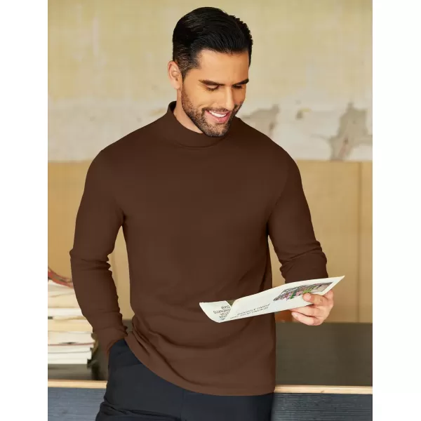COOFANDY Mens Mock Neck Shirts Fleece Long Sleeve Tops Basic Pullover T-Shirts