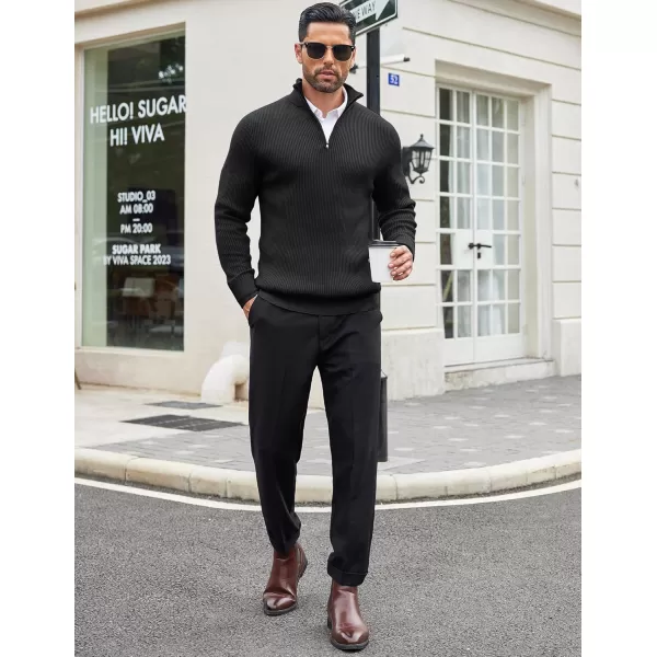 COOFANDY Men's Quarter Zip Sweaters Slim Fit Mock Neck Pullover Sweater Lightweight Knitted Polo Sweaters