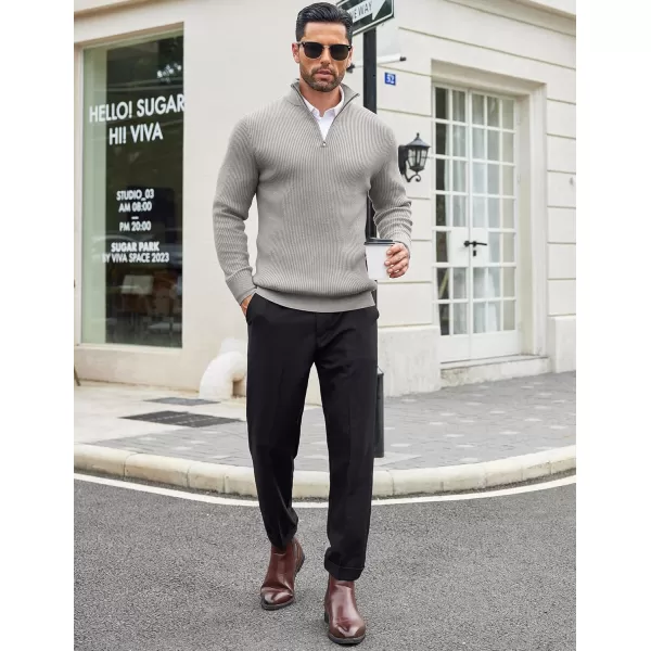 COOFANDY Men's Quarter Zip Sweaters Slim Fit Mock Neck Pullover Sweater Lightweight Knitted Polo Sweaters