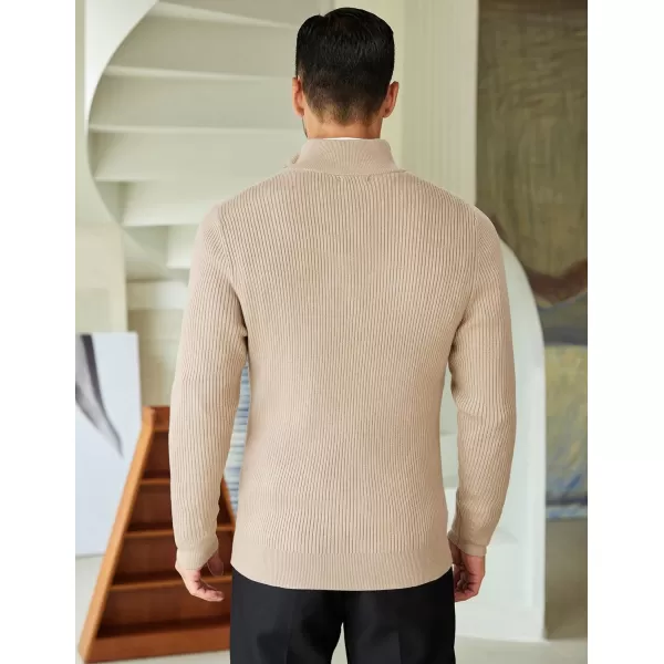 COOFANDY Men's Quarter Zip Sweaters Slim Fit Mock Neck Pullover Sweater Lightweight Knitted Polo Sweaters