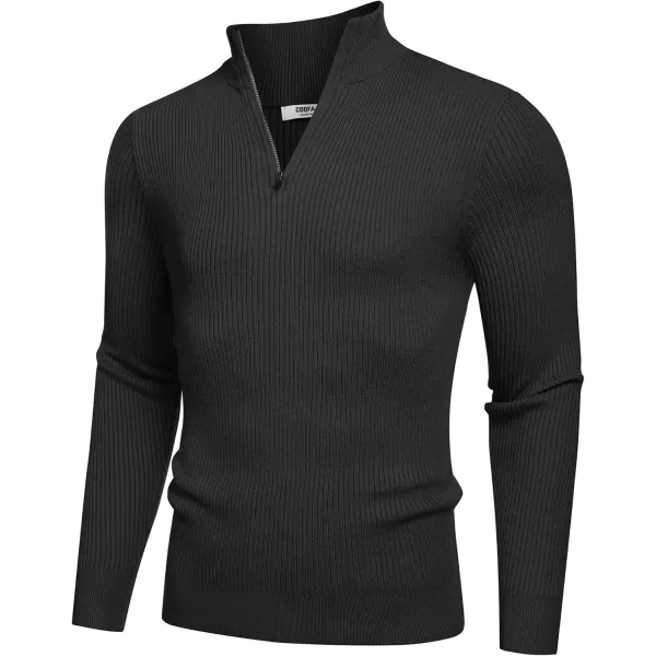 COOFANDY Men's Quarter Zip Sweaters Slim Fit Mock Neck Pullover Sweater Lightweight Knitted Polo Sweaters