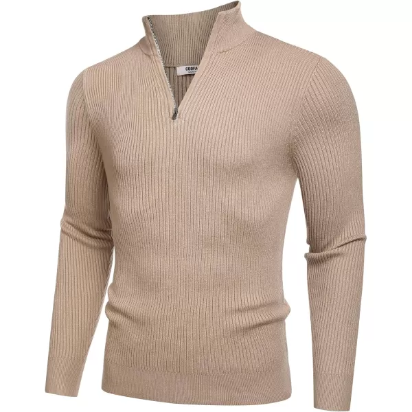 COOFANDY Men's Quarter Zip Sweaters Slim Fit Mock Neck Pullover Sweater Lightweight Knitted Polo Sweaters