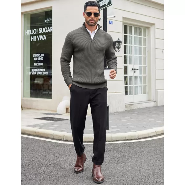 COOFANDY Men's Quarter Zip Sweaters Slim Fit Mock Neck Pullover Sweater Lightweight Knitted Polo Sweaters