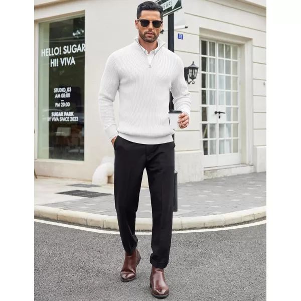 COOFANDY Men's Quarter Zip Sweaters Slim Fit Mock Neck Pullover Sweater Lightweight Knitted Polo Sweaters