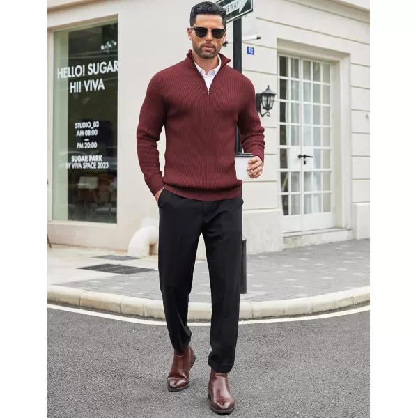 COOFANDY Men's Quarter Zip Sweaters Slim Fit Mock Neck Pullover Sweater Lightweight Knitted Polo Sweaters