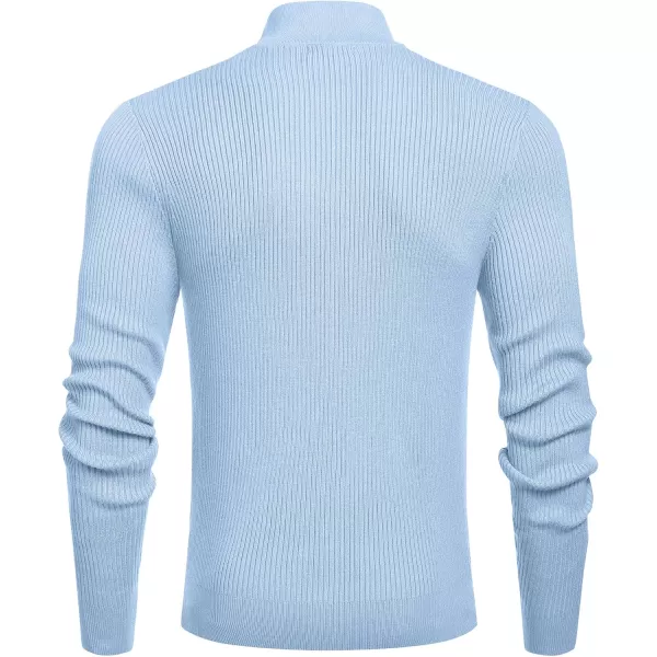 COOFANDY Men's Quarter Zip Sweaters Slim Fit Mock Neck Pullover Sweater Lightweight Knitted Polo Sweaters