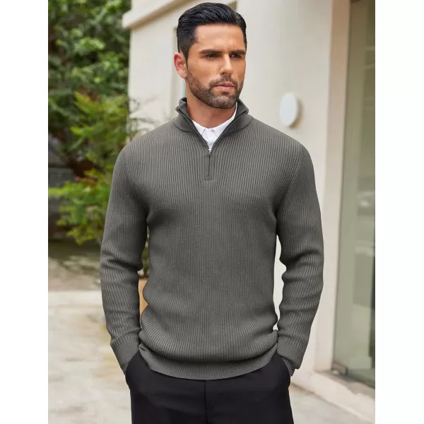 COOFANDY Men's Quarter Zip Sweaters Slim Fit Mock Neck Pullover Sweater Lightweight Knitted Polo Sweaters
