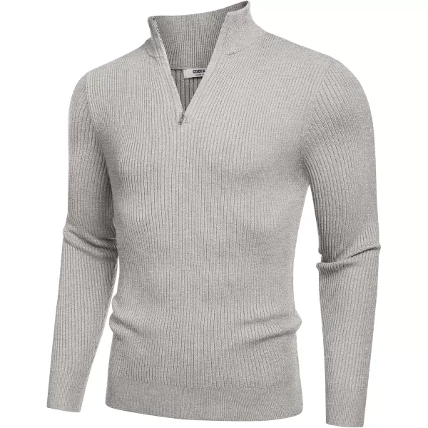 COOFANDY Men's Quarter Zip Sweaters Slim Fit Mock Neck Pullover Sweater Lightweight Knitted Polo Sweaters