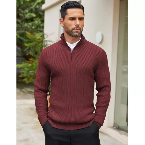 COOFANDY Men's Quarter Zip Sweaters Slim Fit Mock Neck Pullover Sweater Lightweight Knitted Polo Sweaters