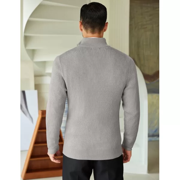 COOFANDY Men's Quarter Zip Sweaters Slim Fit Mock Neck Pullover Sweater Lightweight Knitted Polo Sweaters