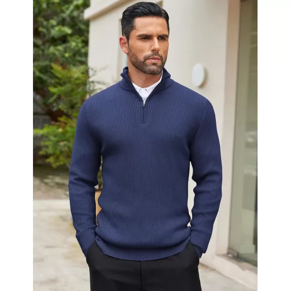 COOFANDY Men's Quarter Zip Sweaters Slim Fit Mock Neck Pullover Sweater Lightweight Knitted Polo Sweaters