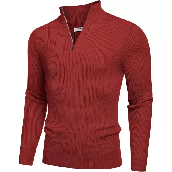 COOFANDY Men's Quarter Zip Sweaters Slim Fit Mock Neck Pullover Sweater Lightweight Knitted Polo Sweaters