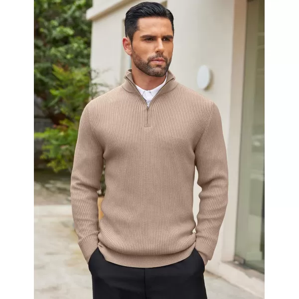 COOFANDY Men's Quarter Zip Sweaters Slim Fit Mock Neck Pullover Sweater Lightweight Knitted Polo Sweaters