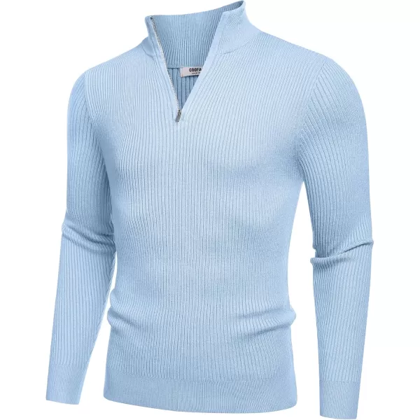 COOFANDY Men's Quarter Zip Sweaters Slim Fit Mock Neck Pullover Sweater Lightweight Knitted Polo Sweaters
