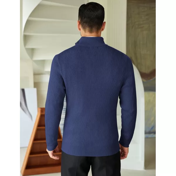 COOFANDY Men's Quarter Zip Sweaters Slim Fit Mock Neck Pullover Sweater Lightweight Knitted Polo Sweaters