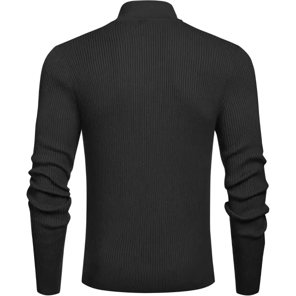 COOFANDY Men's Quarter Zip Sweaters Slim Fit Mock Neck Pullover Sweater Lightweight Knitted Polo Sweaters