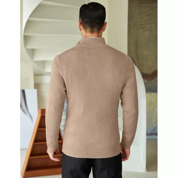 COOFANDY Men's Quarter Zip Sweaters Slim Fit Mock Neck Pullover Sweater Lightweight Knitted Polo Sweaters
