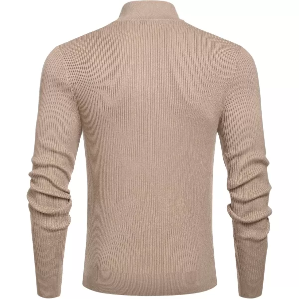 COOFANDY Men's Quarter Zip Sweaters Slim Fit Mock Neck Pullover Sweater Lightweight Knitted Polo Sweaters