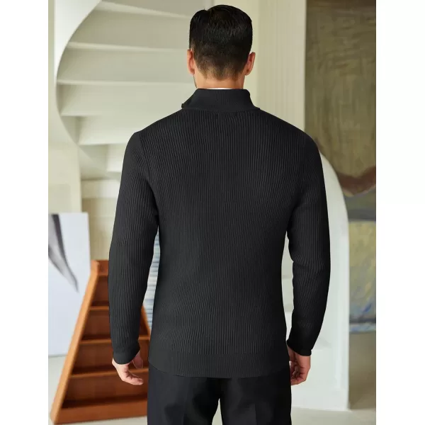COOFANDY Men's Quarter Zip Sweaters Slim Fit Mock Neck Pullover Sweater Lightweight Knitted Polo Sweaters