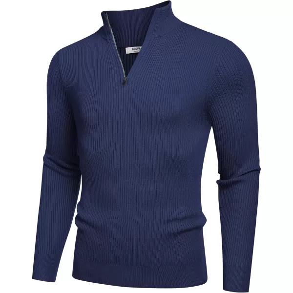 COOFANDY Men's Quarter Zip Sweaters Slim Fit Mock Neck Pullover Sweater Lightweight Knitted Polo Sweaters