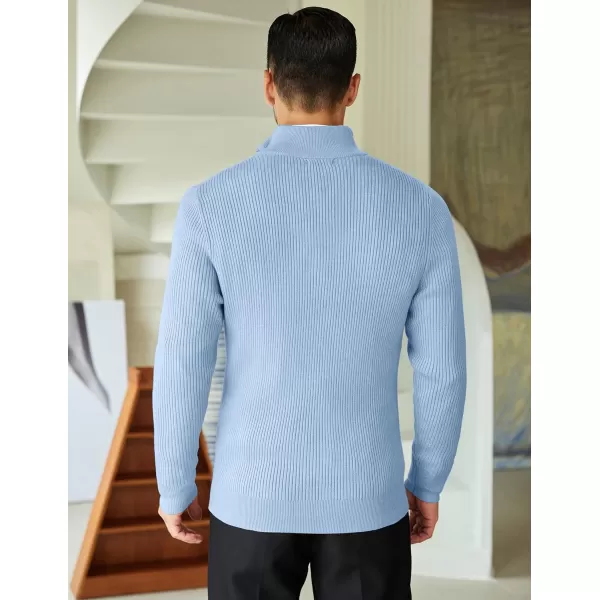 COOFANDY Men's Quarter Zip Sweaters Slim Fit Mock Neck Pullover Sweater Lightweight Knitted Polo Sweaters
