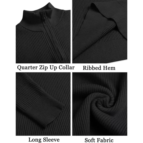 COOFANDY Men's Quarter Zip Sweaters Slim Fit Mock Neck Pullover Sweater Lightweight Knitted Polo Sweaters