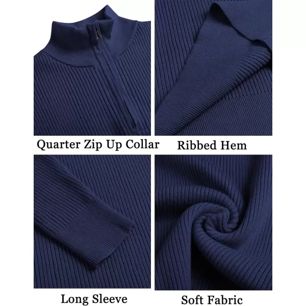 COOFANDY Men's Quarter Zip Sweaters Slim Fit Mock Neck Pullover Sweater Lightweight Knitted Polo Sweaters