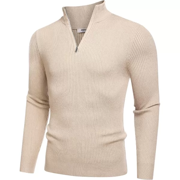COOFANDY Men's Quarter Zip Sweaters Slim Fit Mock Neck Pullover Sweater Lightweight Knitted Polo Sweaters