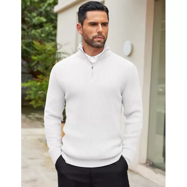 COOFANDY Men's Quarter Zip Sweaters Slim Fit Mock Neck Pullover Sweater Lightweight Knitted Polo Sweaters