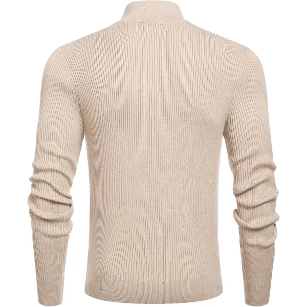 COOFANDY Men's Quarter Zip Sweaters Slim Fit Mock Neck Pullover Sweater Lightweight Knitted Polo Sweaters