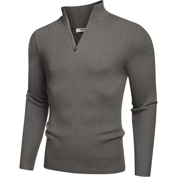 COOFANDY Men's Quarter Zip Sweaters Slim Fit Mock Neck Pullover Sweater Lightweight Knitted Polo Sweaters