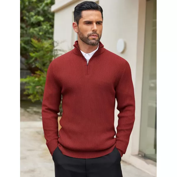 COOFANDY Men's Quarter Zip Sweaters Slim Fit Mock Neck Pullover Sweater Lightweight Knitted Polo Sweaters