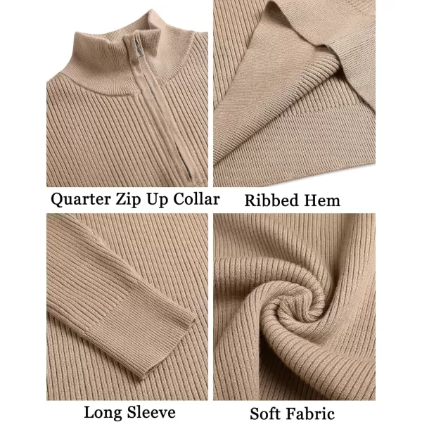 COOFANDY Men's Quarter Zip Sweaters Slim Fit Mock Neck Pullover Sweater Lightweight Knitted Polo Sweaters
