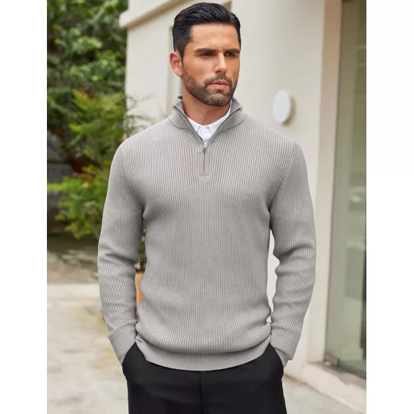 COOFANDY Men's Quarter Zip Sweaters Slim Fit Mock Neck Pullover Sweater Lightweight Knitted Polo Sweaters